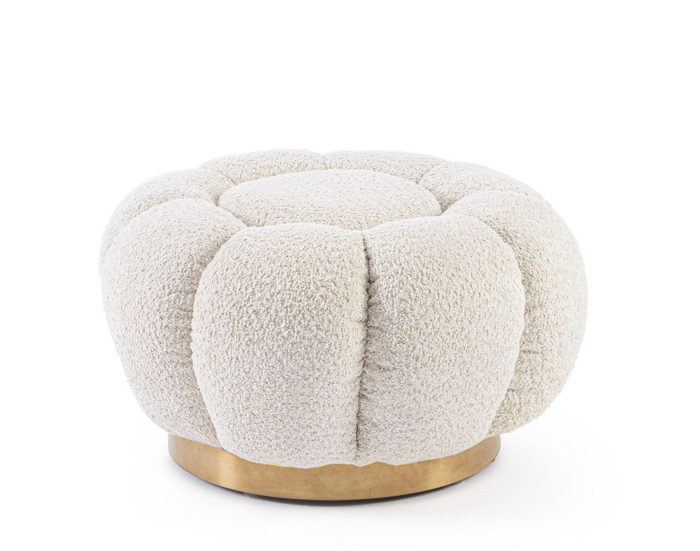 Pouf Tapițat Bouclé Bej, Florel Natural Bizzotto - Imagine 1