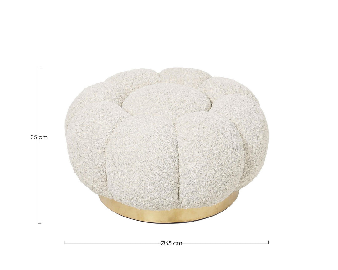 Pouf Tapițat Bouclé Bej, Florel Natural Bizzotto - Imagine 2