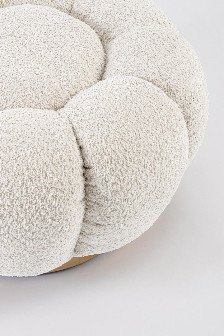 Pouf Tapițat Bouclé Bej, Florel Natural Bizzotto - Imagine 3