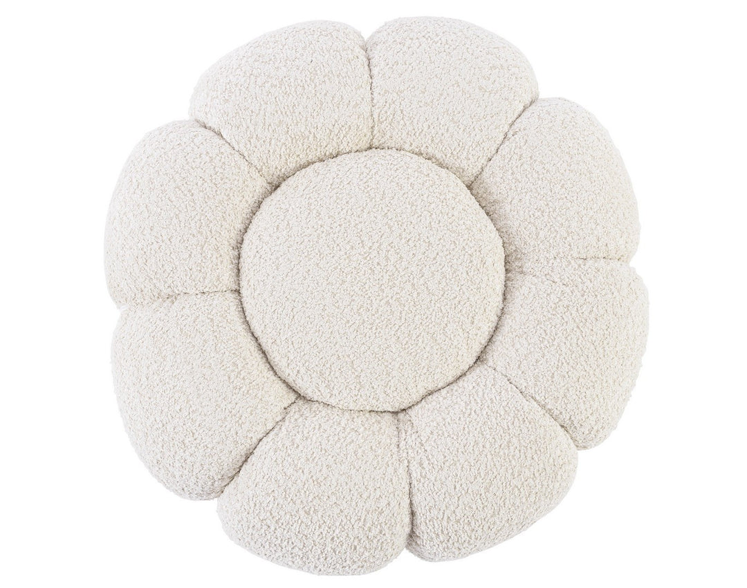 Pouf Tapițat Bouclé Bej, Florel Natural Bizzotto - Imagine 4