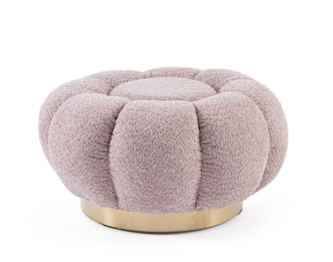 Pouf Glam Tapițat Bouclé Roz Antique, Florel Bizzotto - Imagine 1