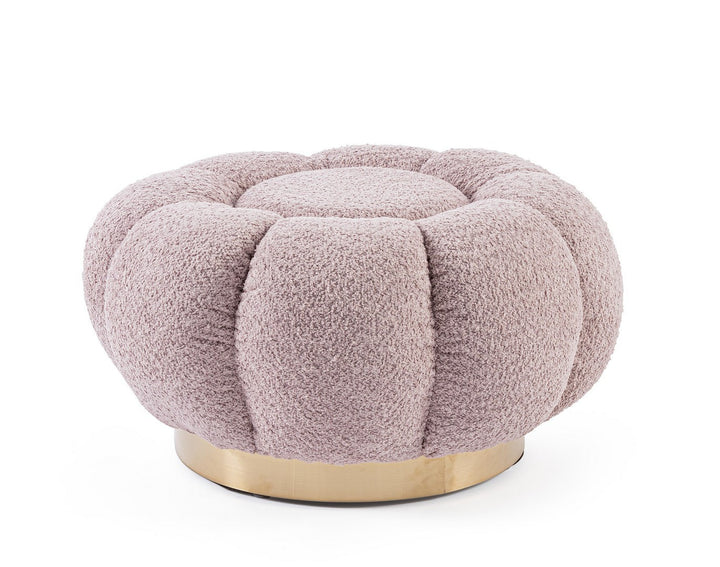 Pouf Glam Tapițat Bouclé Roz Antique, Florel Bizzotto - Imagine 1