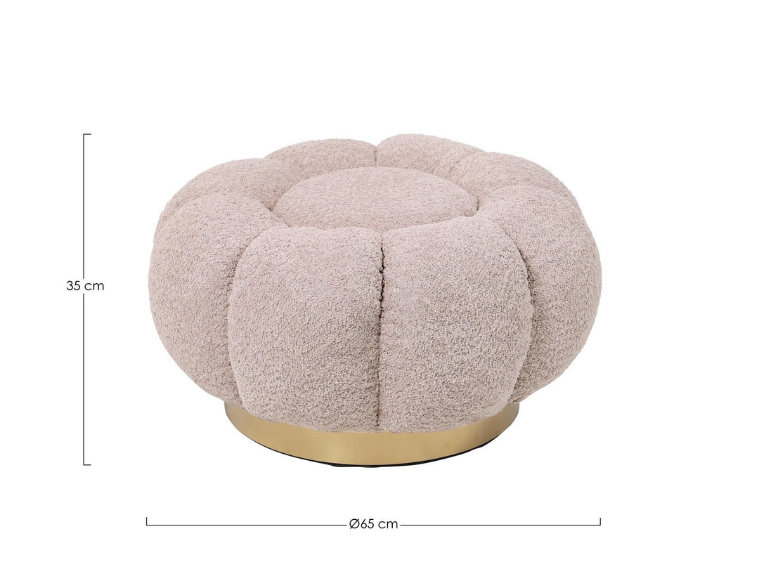 Pouf Glam Tapițat Bouclé Roz Antique, Florel Bizzotto - Imagine 2