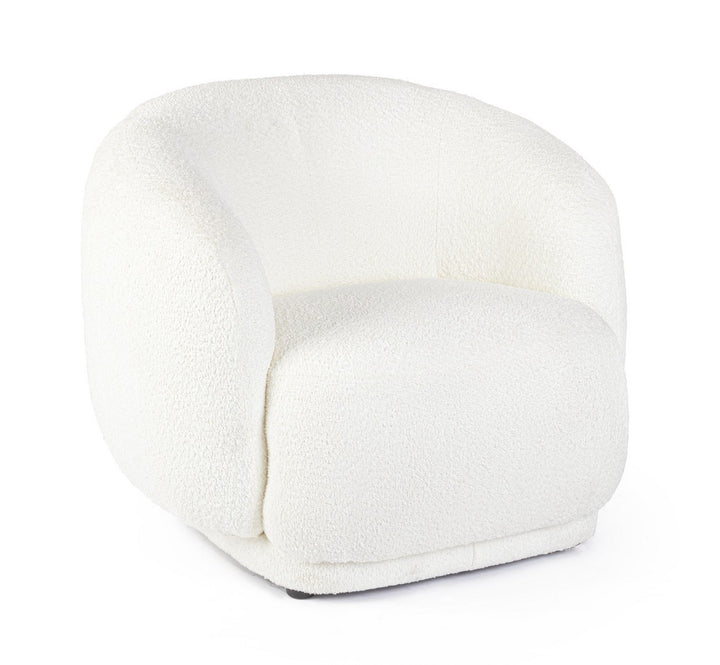Fotoliu Tapițat Bouclé Alb, Tecla Bizzotto - Imagine 1