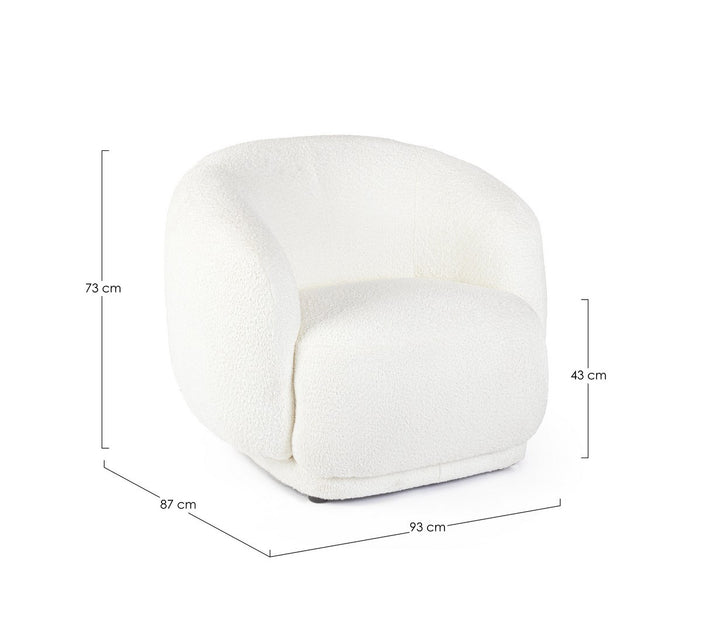 Fotoliu Tapițat Bouclé Alb, Tecla Bizzotto - Imagine 3
