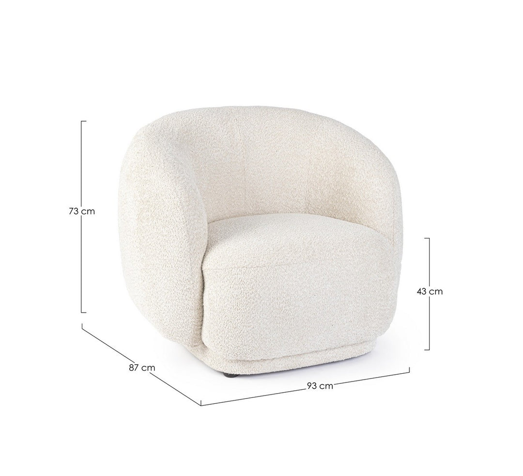 Fotoliu Tapițat Bouclé Bej, Tecla Natural Bizzotto - Imagine 3