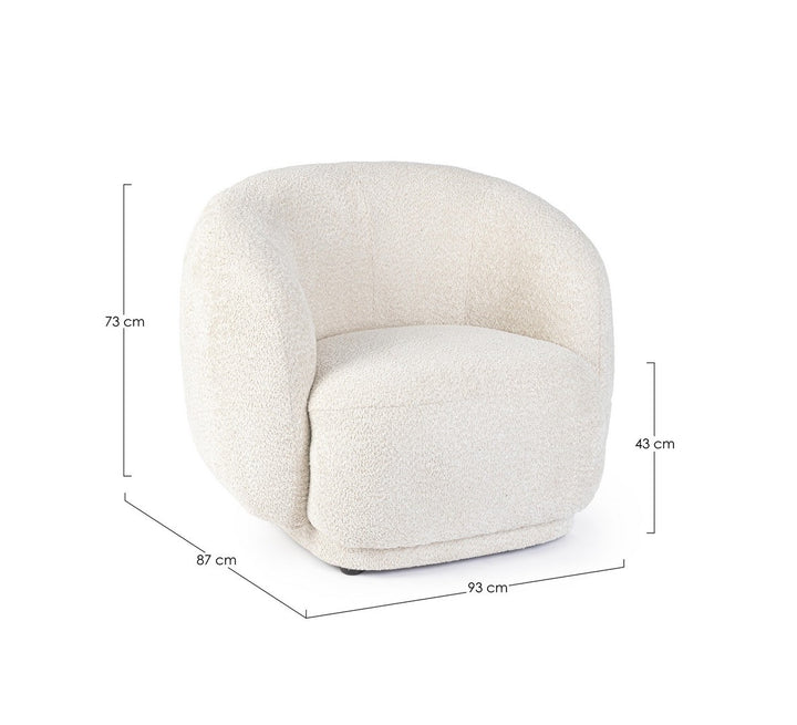 Fotoliu Tapițat Bouclé Bej, Tecla Natural Bizzotto - Imagine 3
