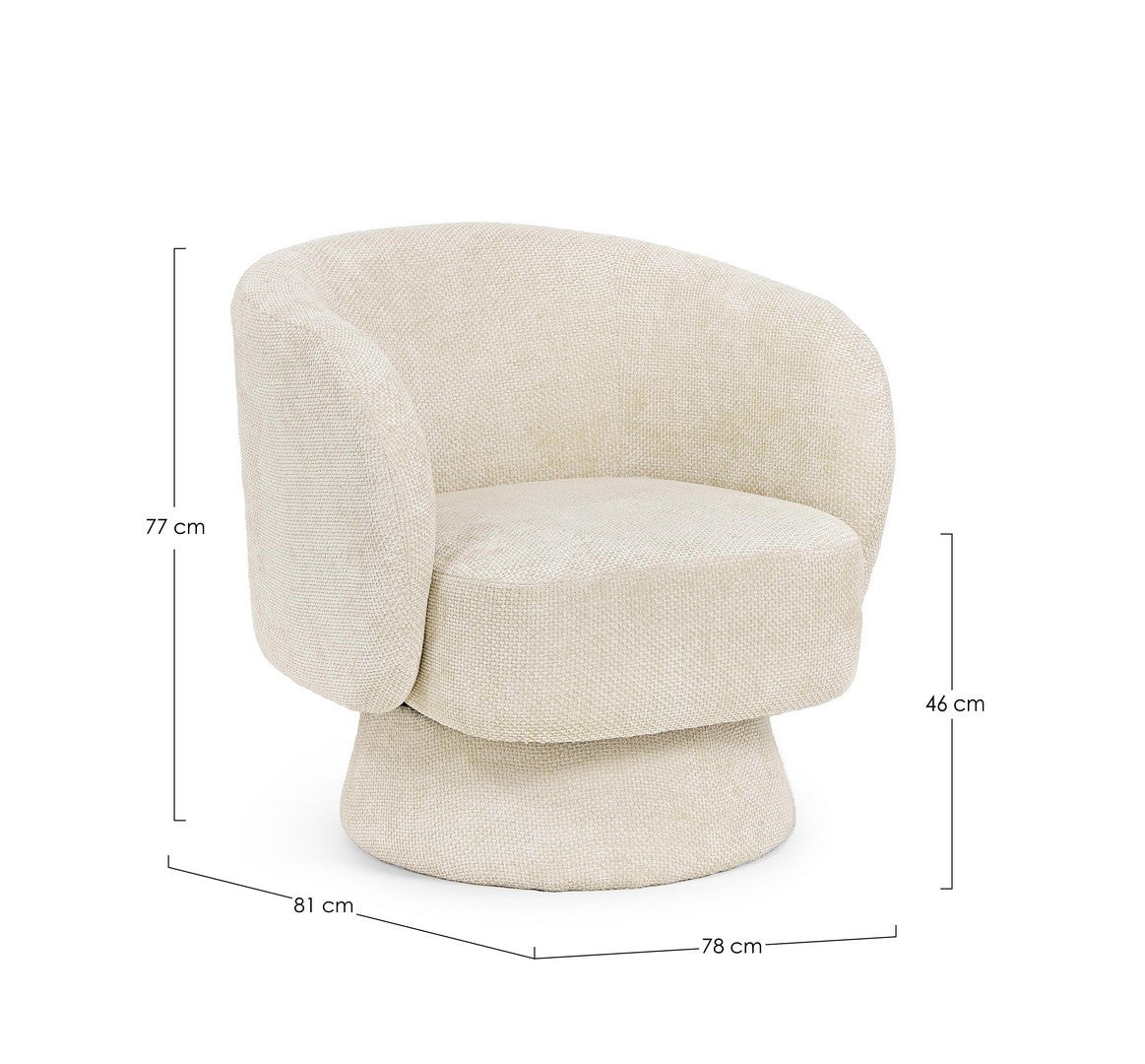 Fotoliu Rotativ Tapițat Textil Bej, Julienne Shell Bizzotto - Imagine 2