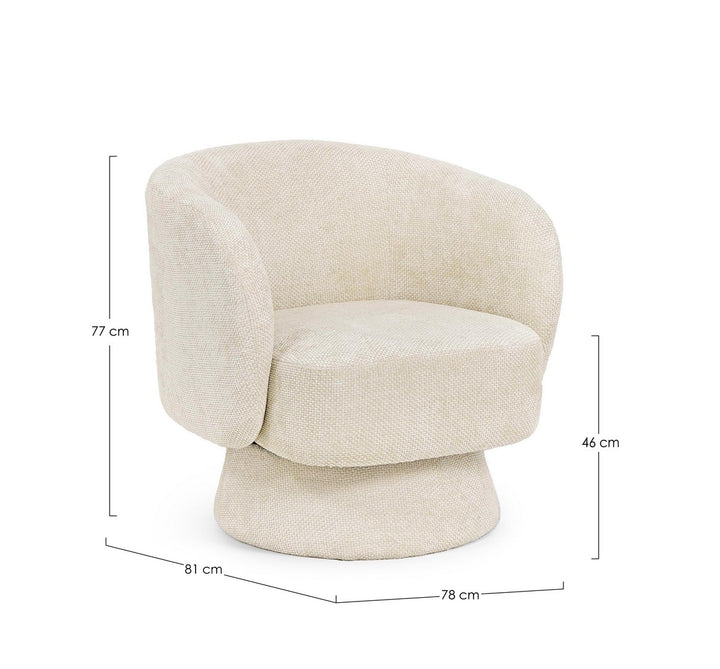Fotoliu Rotativ Tapițat Textil Bej, Julienne Shell Bizzotto - Imagine 2