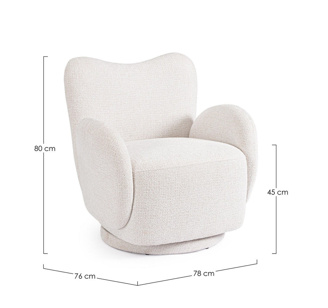 Fotoliu Rotativ Tapițat Textil Bej, Harper Bizzotto - Imagine 3