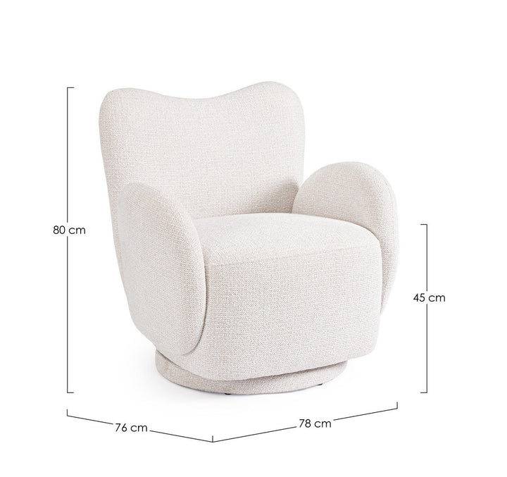 Fotoliu Rotativ Tapițat Textil Bej, Harper Bizzotto - Imagine 3