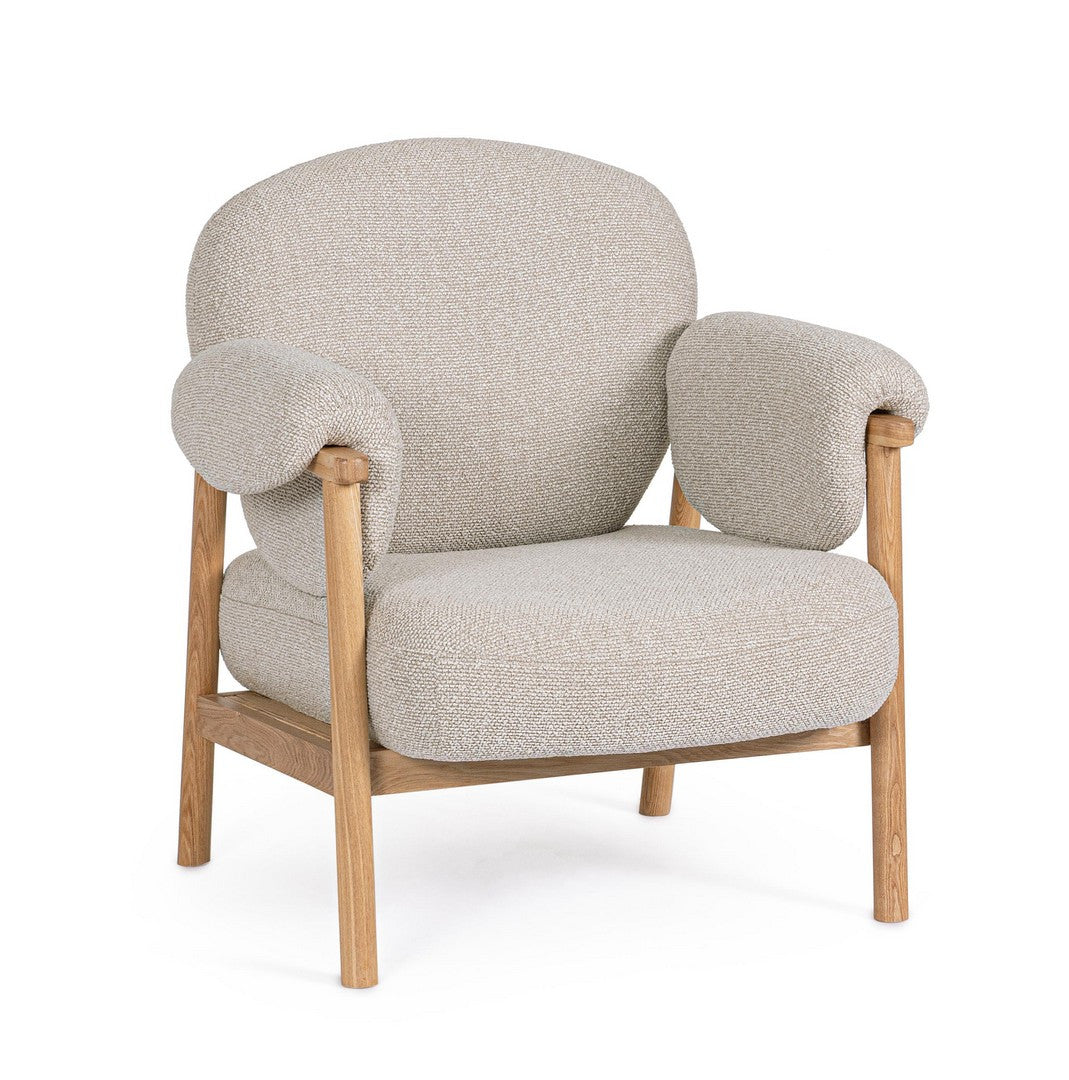 Fotoliu Tapițat Textil Bej, Calista Natural Bizzotto - Imagine 1