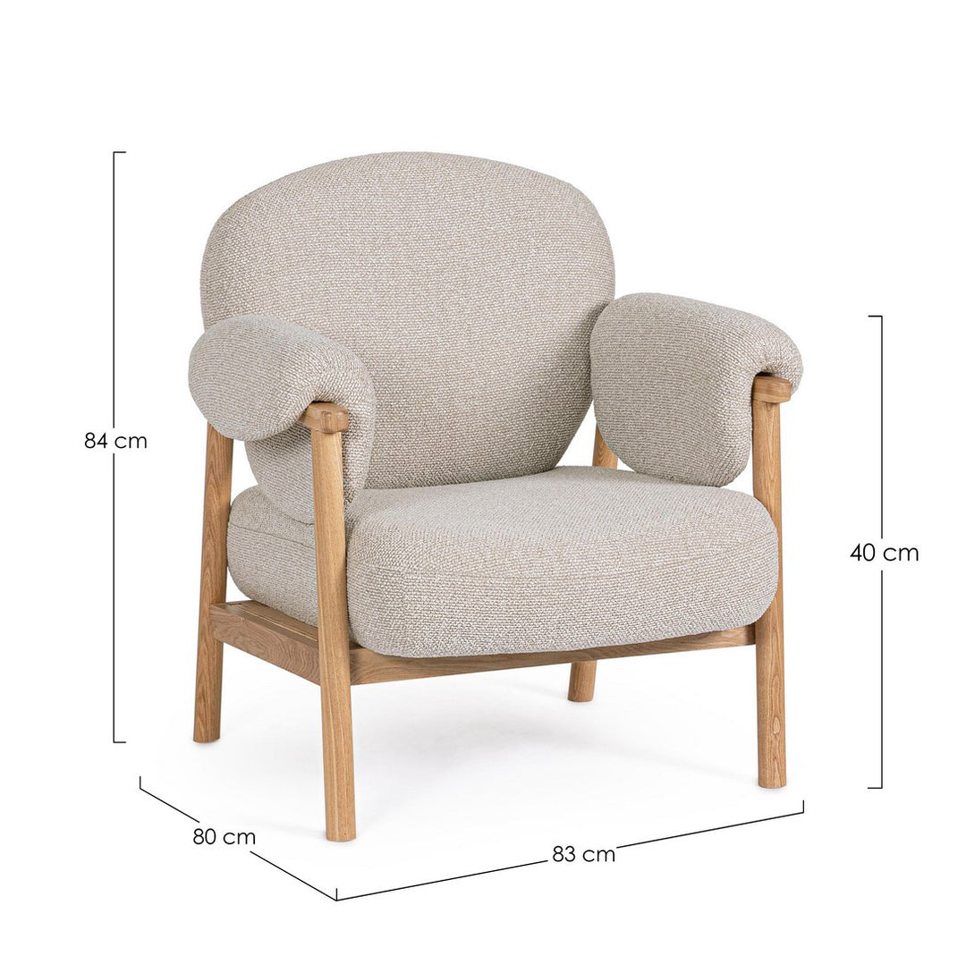 Fotoliu Tapițat Textil Bej, Calista Natural Bizzotto - Imagine 3