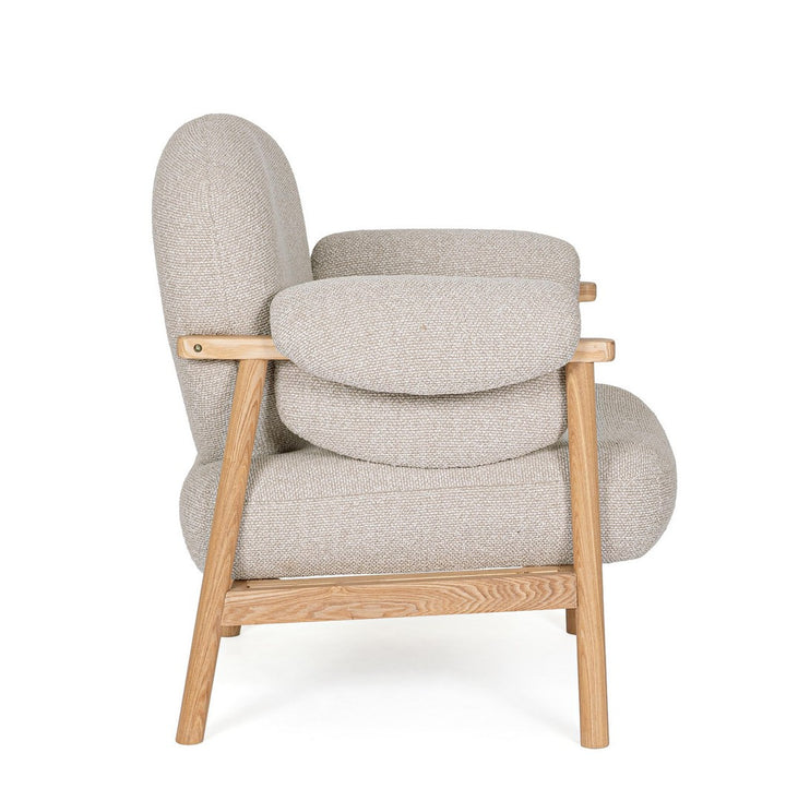 Fotoliu Tapițat Textil Bej, Calista Natural Bizzotto - Imagine 6