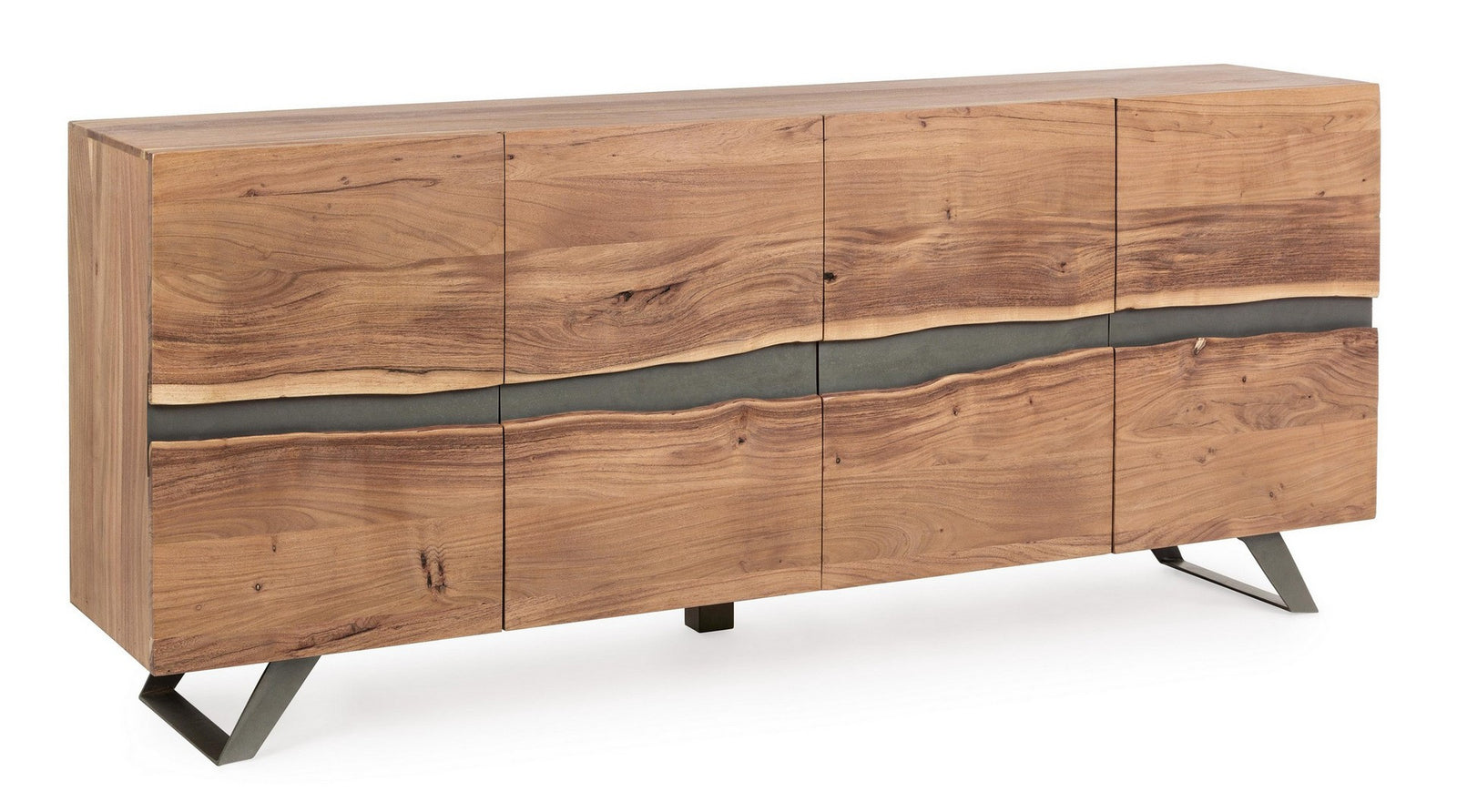 Bufet Natural Lemn Acacia Cu Inserții Metalice, Aron Bizzotto - Imagine 1