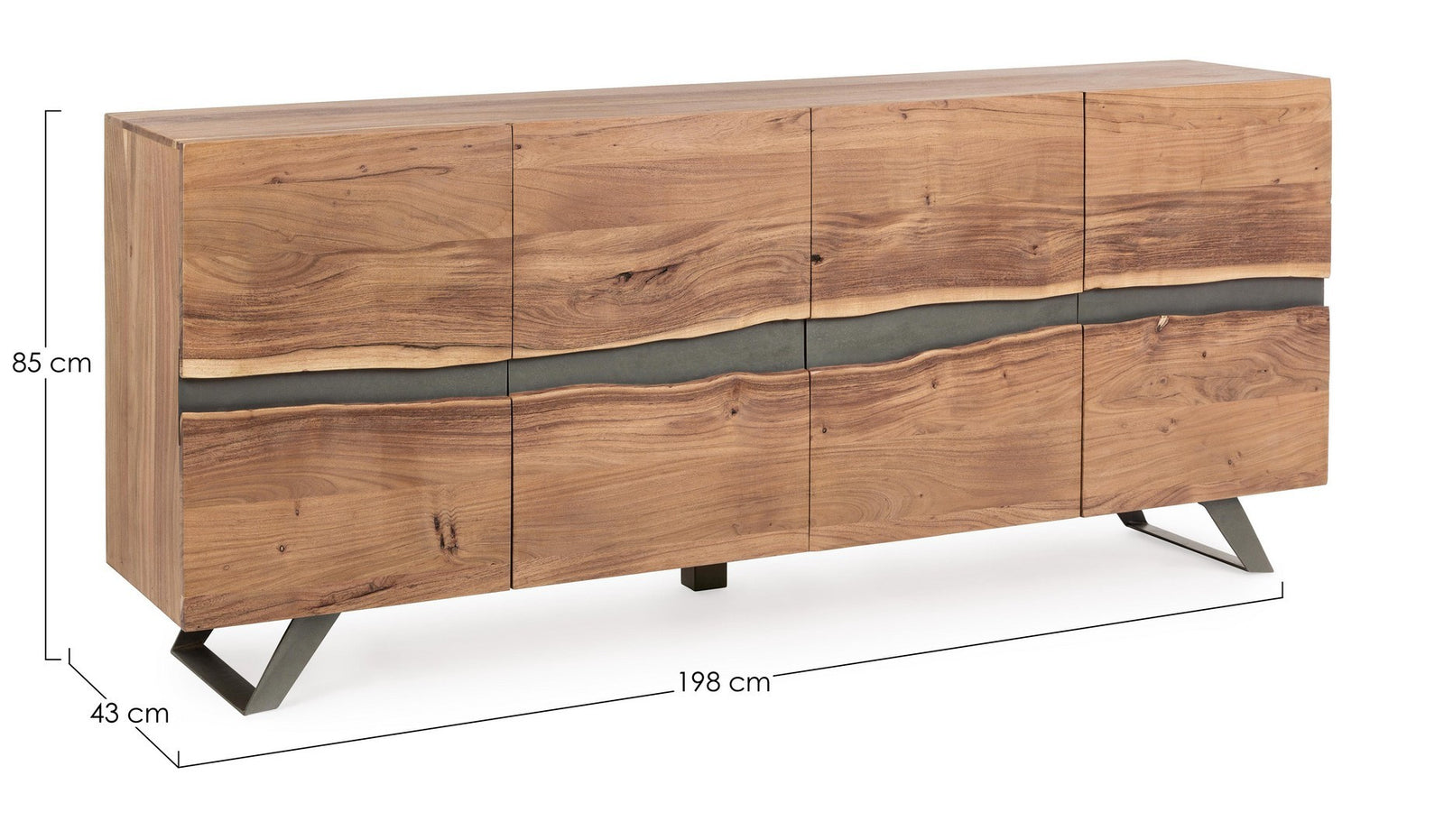 Bufet Natural Lemn Acacia Cu Inserții Metalice, Aron Bizzotto - Imagine 2