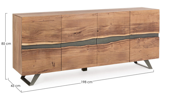 Bufet Natural Lemn Acacia Cu Inserții Metalice, Aron Bizzotto - Imagine 2