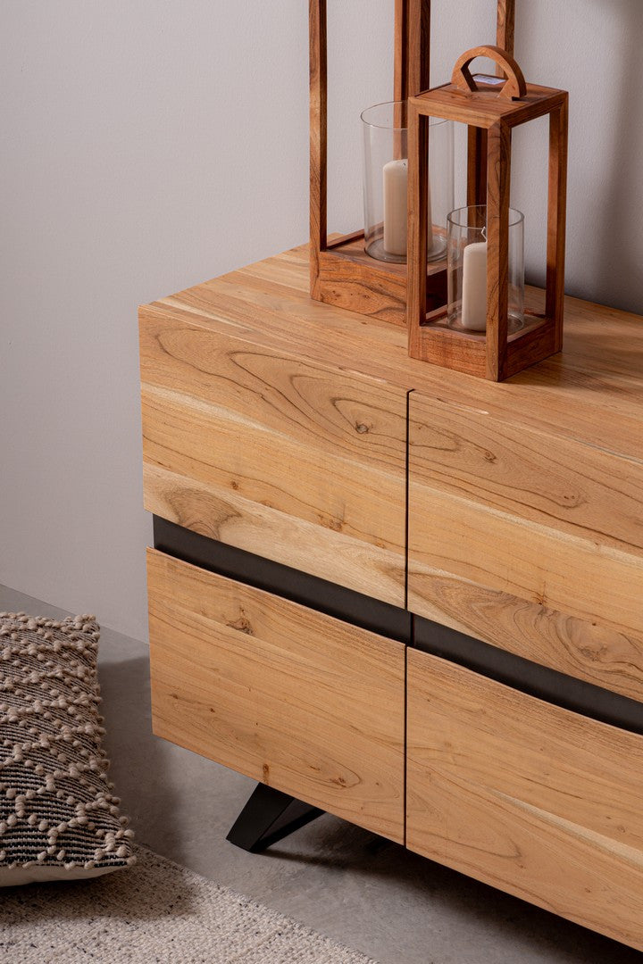 Bufet Natural Lemn Acacia Cu Inserții Metalice, Aron Bizzotto - Imagine 6