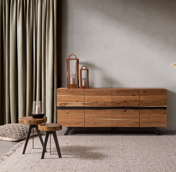 Bufet Natural Lemn Acacia Cu Inserții Metalice, Aron Bizzotto - Imagine 9