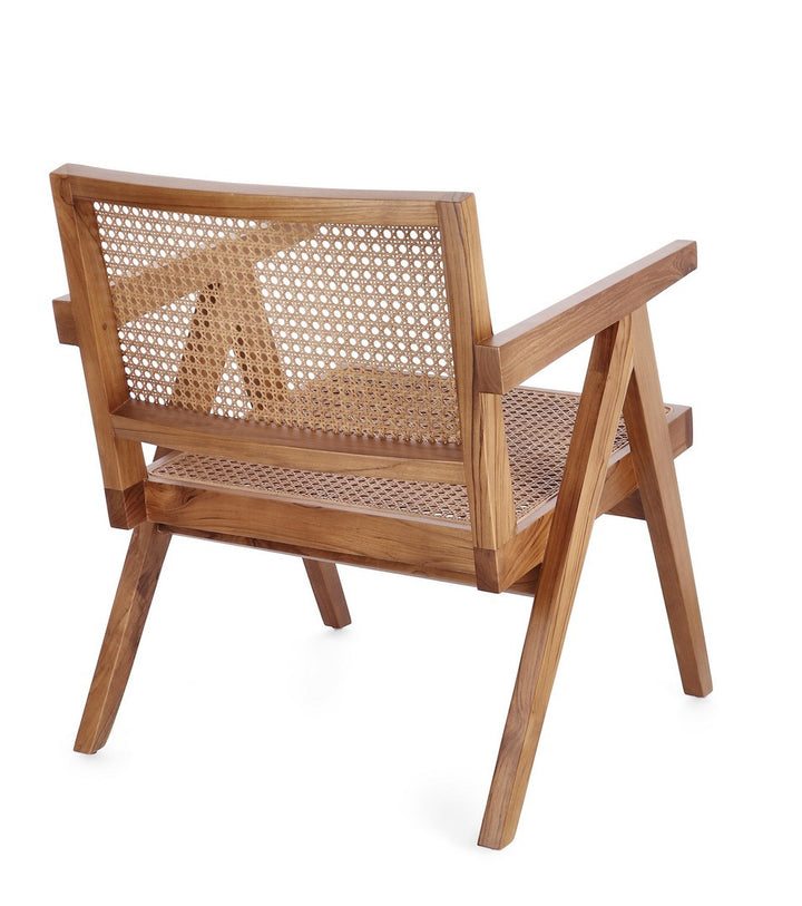 Fotoliu Lounge Vintage Lemn Teak Și Ratan, Galia Natural Bizzotto - Imagine 2