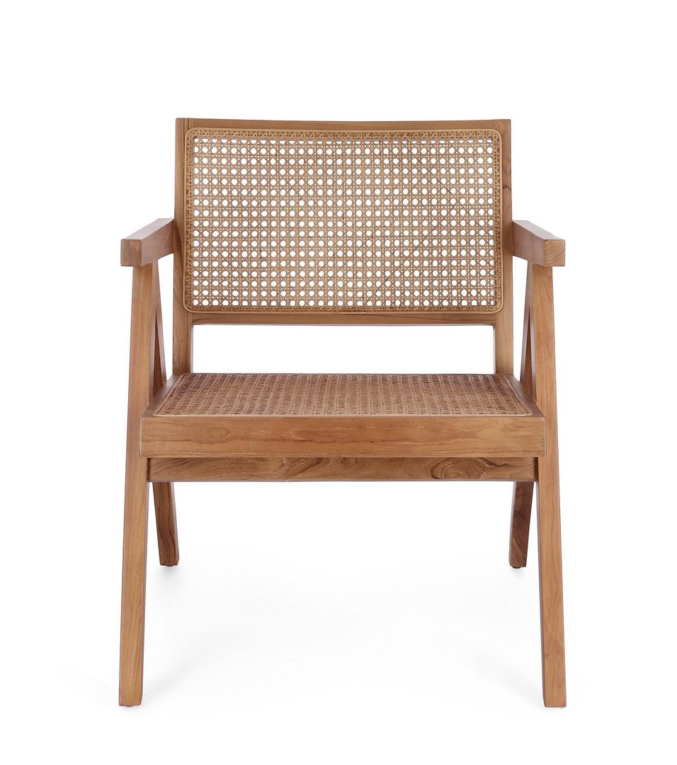 Fotoliu Lounge Vintage Lemn Teak Și Ratan, Galia Natural Bizzotto - Imagine 4