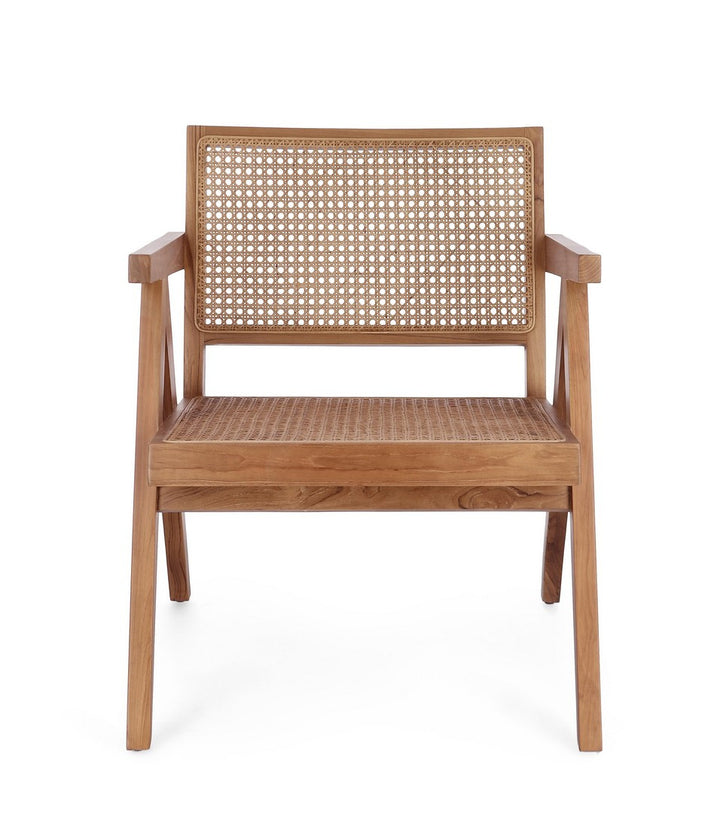 Fotoliu Lounge Vintage Lemn Teak Și Ratan, Galia Natural Bizzotto - Imagine 4
