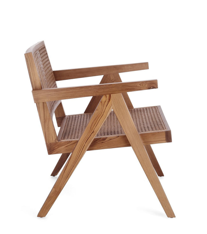 Fotoliu Lounge Vintage Lemn Teak Și Ratan, Galia Natural Bizzotto - Imagine 6