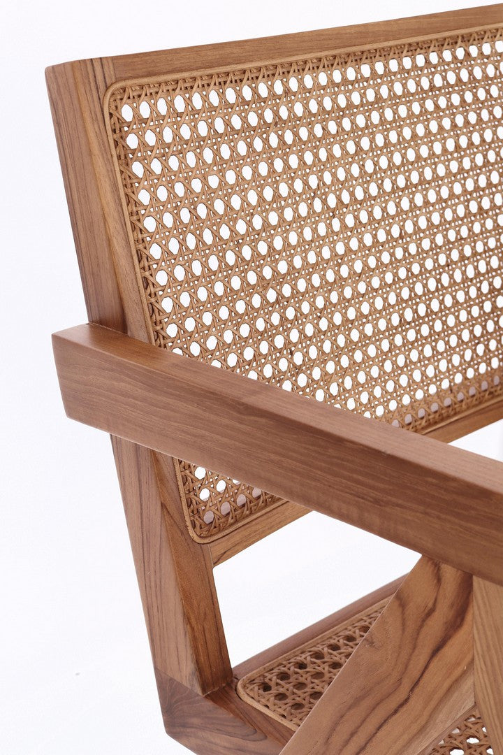 Fotoliu Lounge Vintage Lemn Teak Și Ratan, Galia Natural Bizzotto - Imagine 7