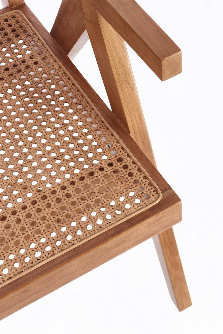 Fotoliu Lounge Vintage Lemn Teak Și Ratan, Galia Natural Bizzotto - Imagine 8