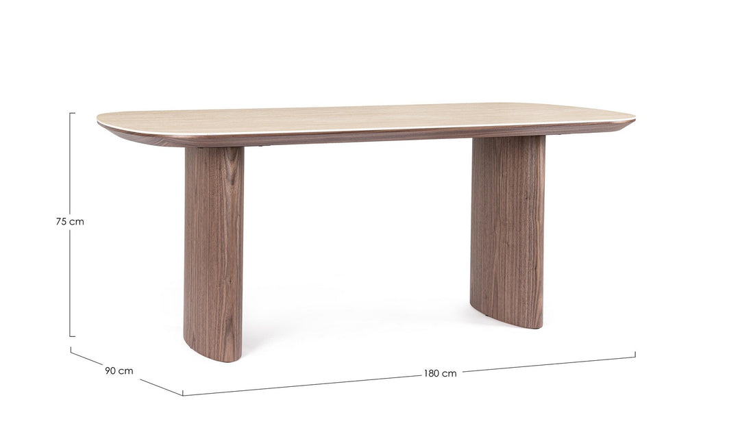 Masă Dining Contemporană Lemn Nuc Și Piatră, Ezekiel Bizzotto - Imagine 2