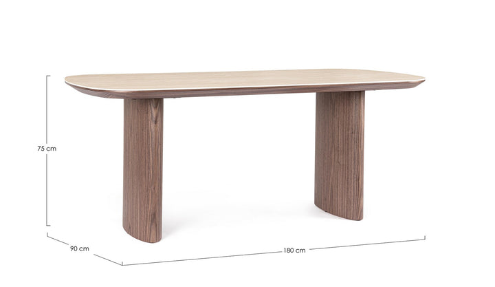 Masă Dining Contemporană Lemn Nuc Și Piatră, Ezekiel Bizzotto - Imagine 2