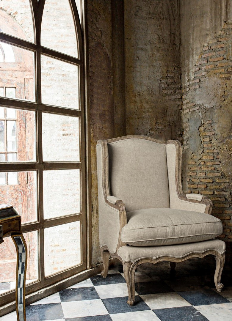 Fotoliu Clasic Tapițat Textil Bej, Catherine Bizzotto - Imagine 8