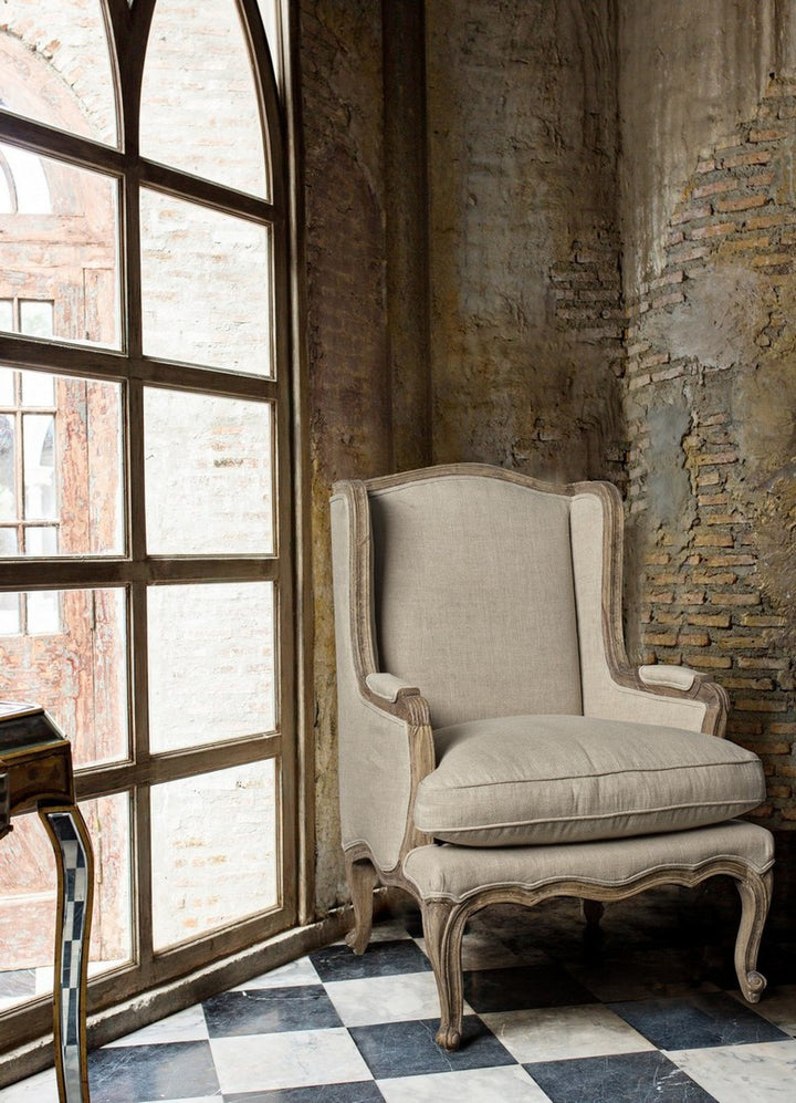 Fotoliu Clasic Tapițat Textil Bej, Catherine Bizzotto - Imagine 8