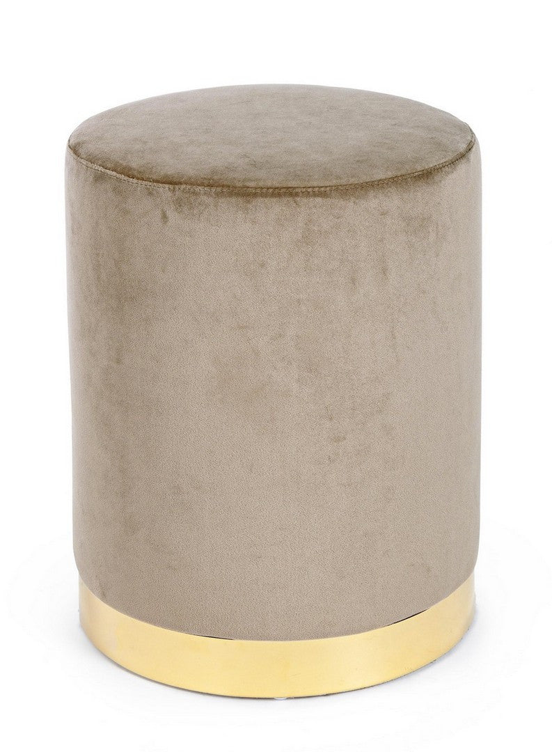 Pouf Tapițat Catifea Taupe, Lucilla Bizzotto - Imagine 1