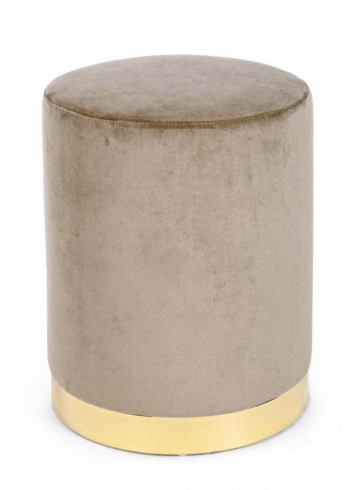 Pouf Tapițat Catifea Taupe, Lucilla Bizzotto - Imagine 1
