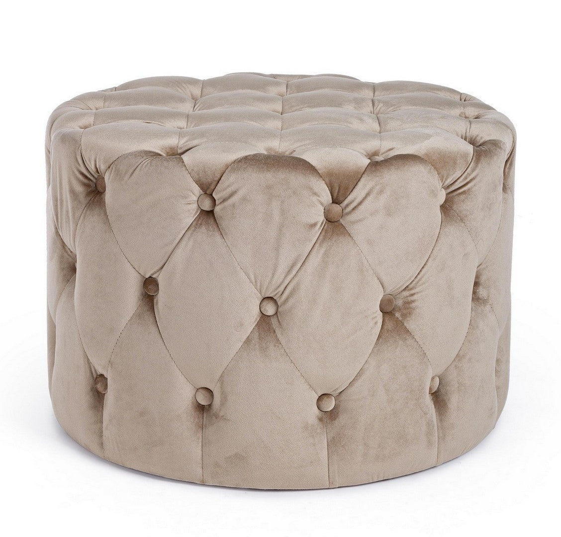 Pouf Tapițat Catifea Taupe, Lorella Bizzotto - Imagine 1