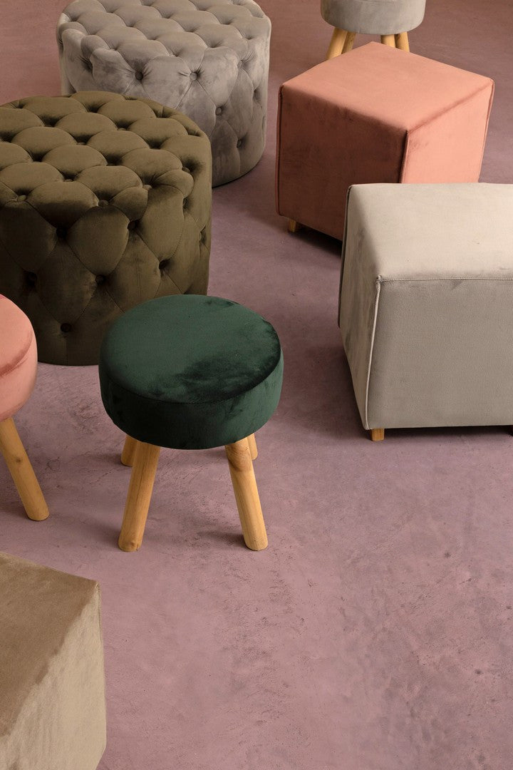 Pouf Tapițat Catifea Verde, Lorella Forest Bizzotto - Imagine 4