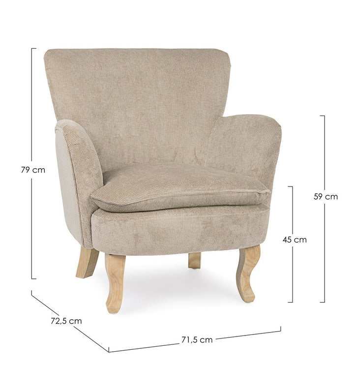 Fotoliu Tapițat Textil Bej, Chenille Taupe Bizzotto - Imagine 2