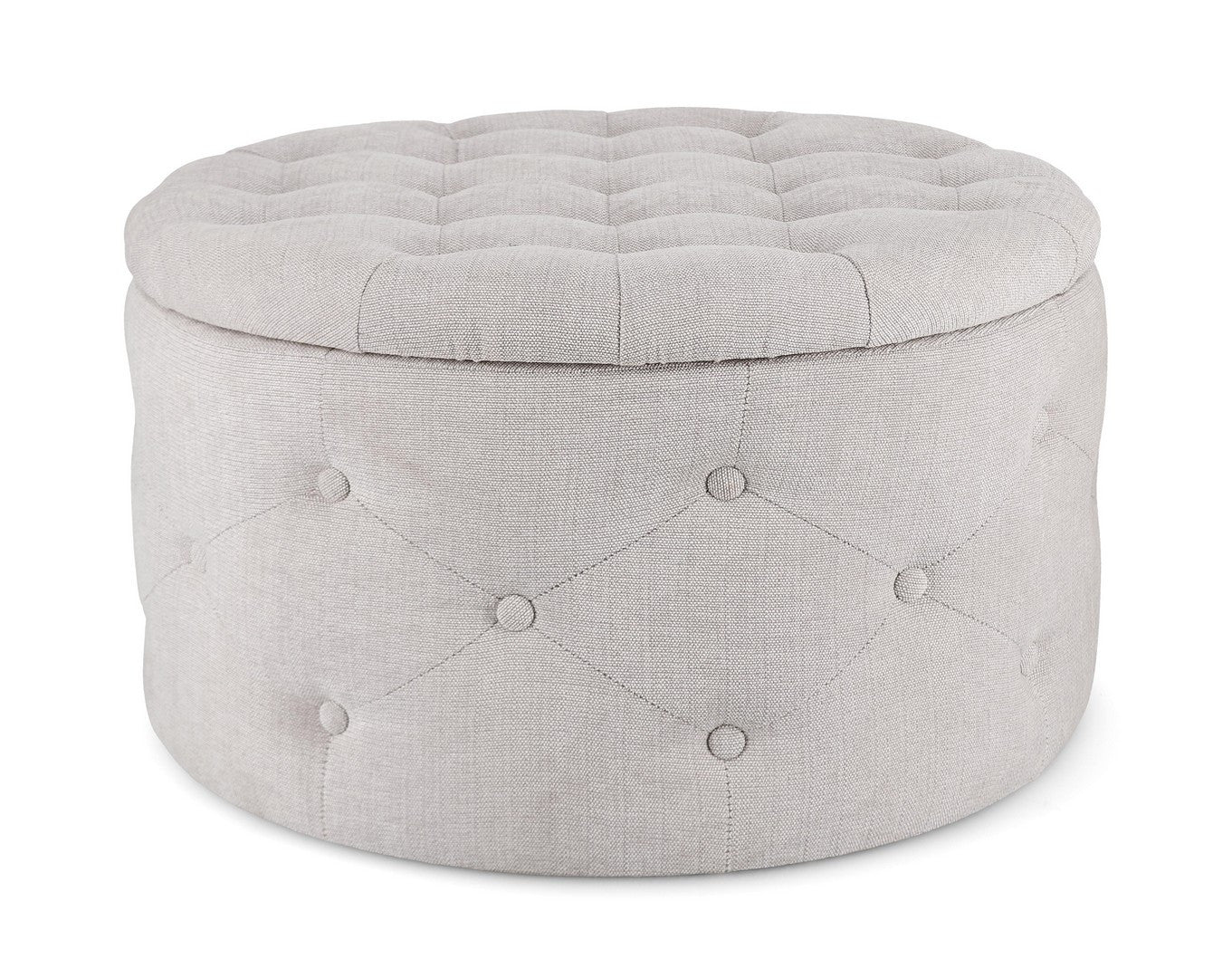 Pouf Rotund Tapițat Catifea Gri Deschis, Ernestine Bizzotto - Imagine 1