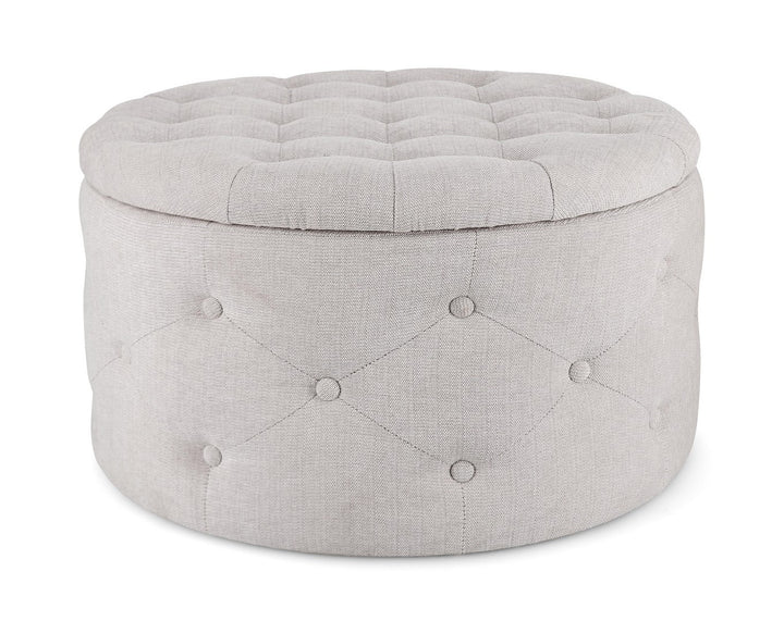 Pouf Rotund Tapițat Catifea Gri Deschis, Ernestine Bizzotto - Imagine 1