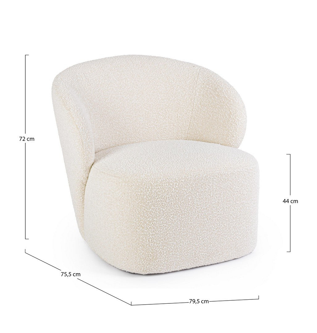 Fotoliu Tapițat Bouclé Bej, Babila Natural Bizzotto - Imagine 3
