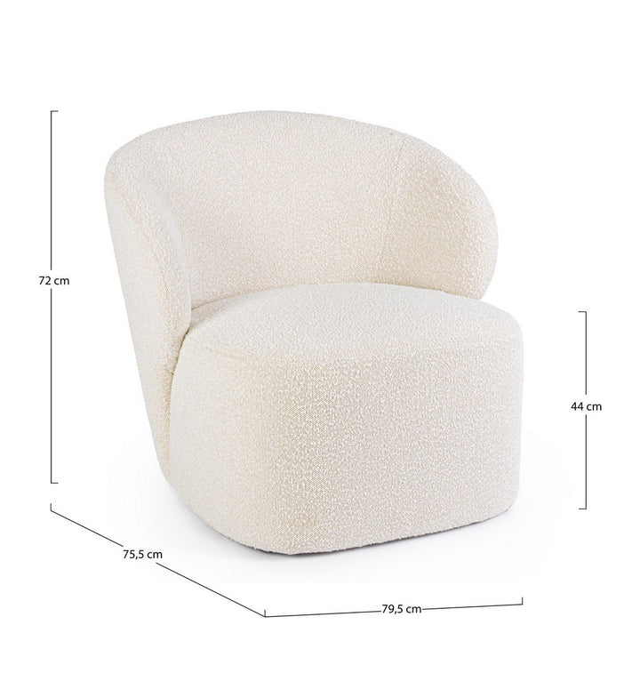 Fotoliu Tapițat Bouclé Bej, Babila Natural Bizzotto - Imagine 3