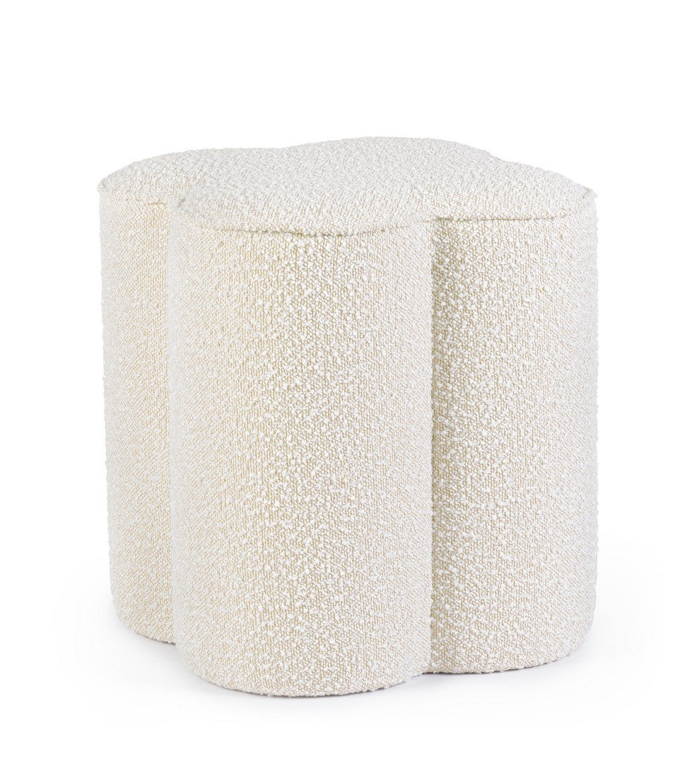 Pouf Tapițat Bouclé Bej, Cointa Natural Bizzotto - Imagine 1