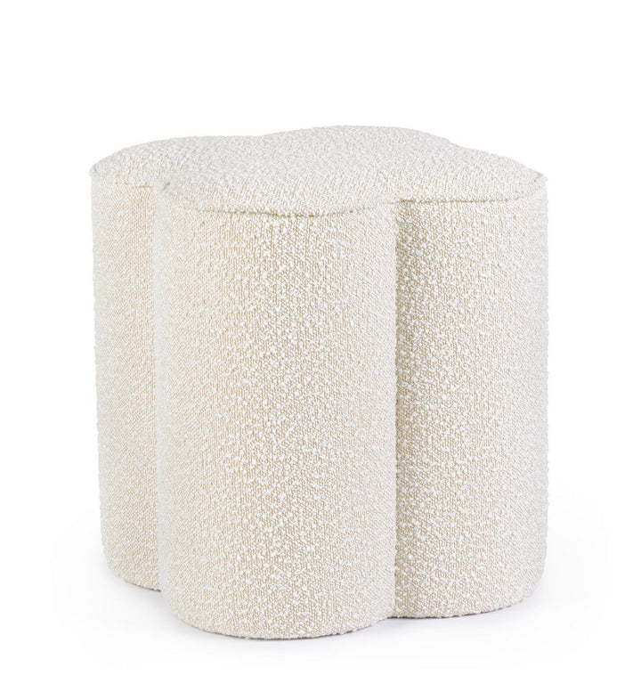 Pouf Tapițat Bouclé Bej, Cointa Natural Bizzotto - Imagine 1