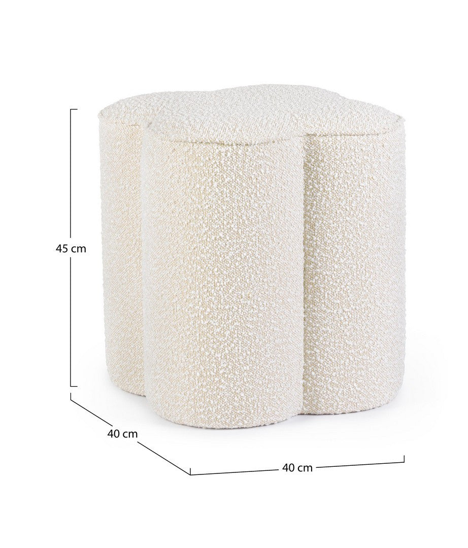 Pouf Tapițat Bouclé Bej, Cointa Natural Bizzotto - Imagine 2