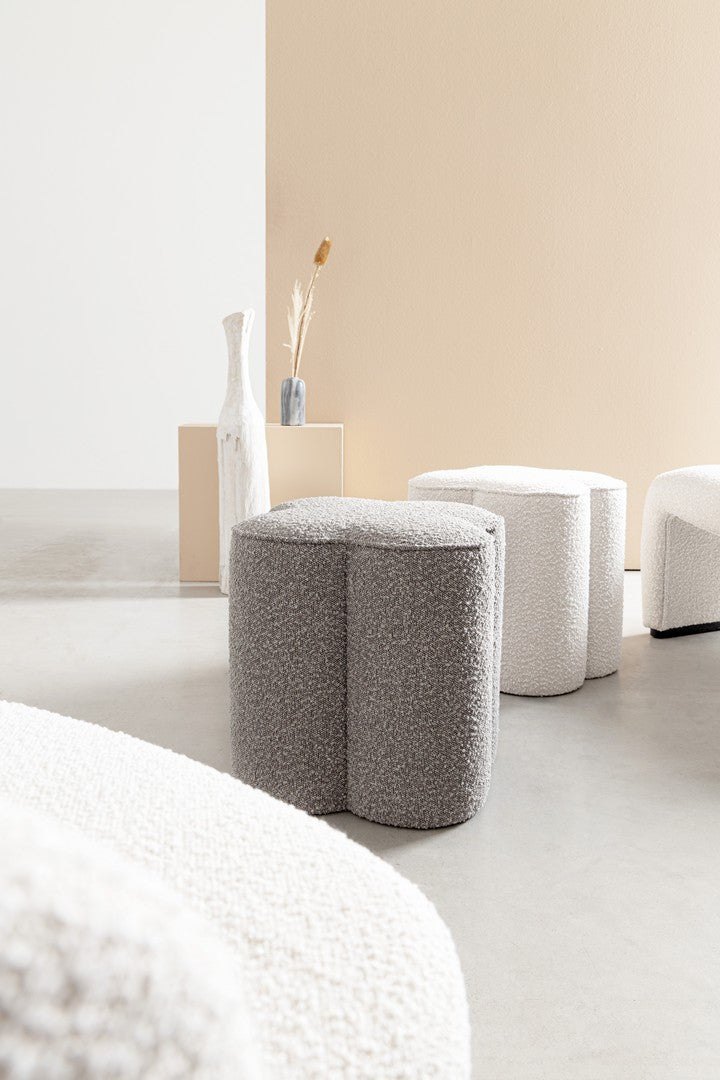 Pouf Tapițat Bouclé Bej, Cointa Natural Bizzotto - Imagine 6