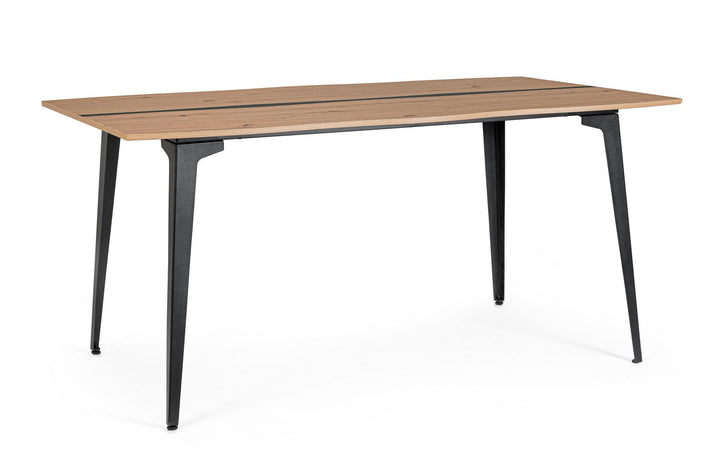 Masă Dining Modernă Lemn Și Metal Negru, Melys Bizzotto - Imagine 1