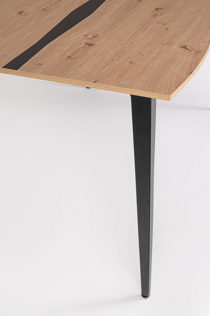 Masă Dining Modernă Lemn Și Metal Negru, Melys Bizzotto - Imagine 3