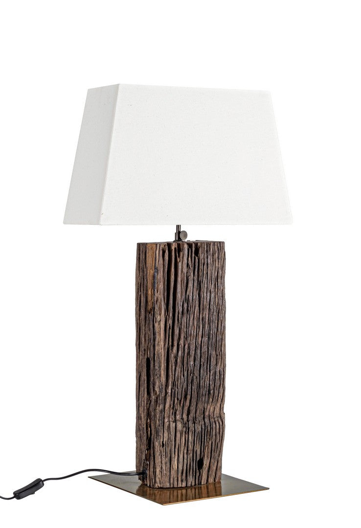 Lampă De Masă Naturală Lemn Teak Recondiționat, Hugo Brass Bizzotto - Imagine 1