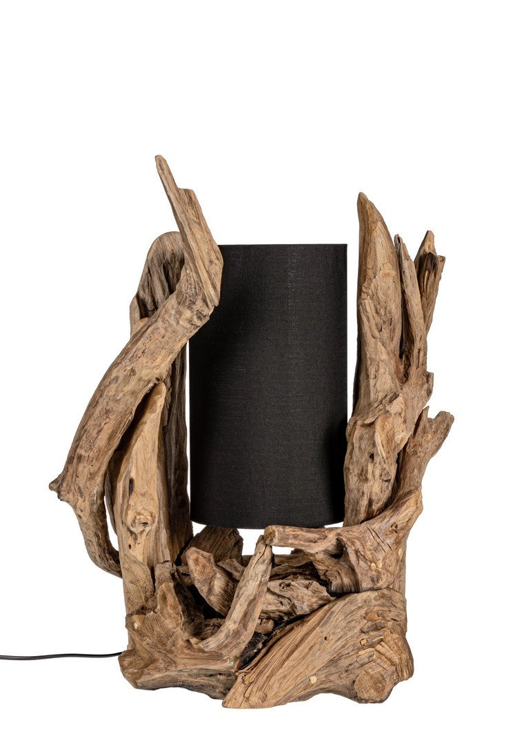 Lampă De Masă Naturală Neagră Din Lemn Teak, Bion Black Bizzotto - Imagine 1